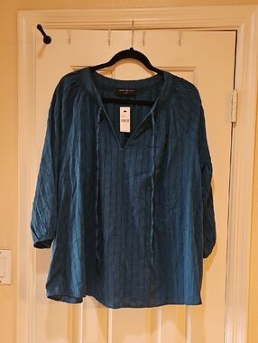Lane Bryant Teal Peasant Tunic Blouse